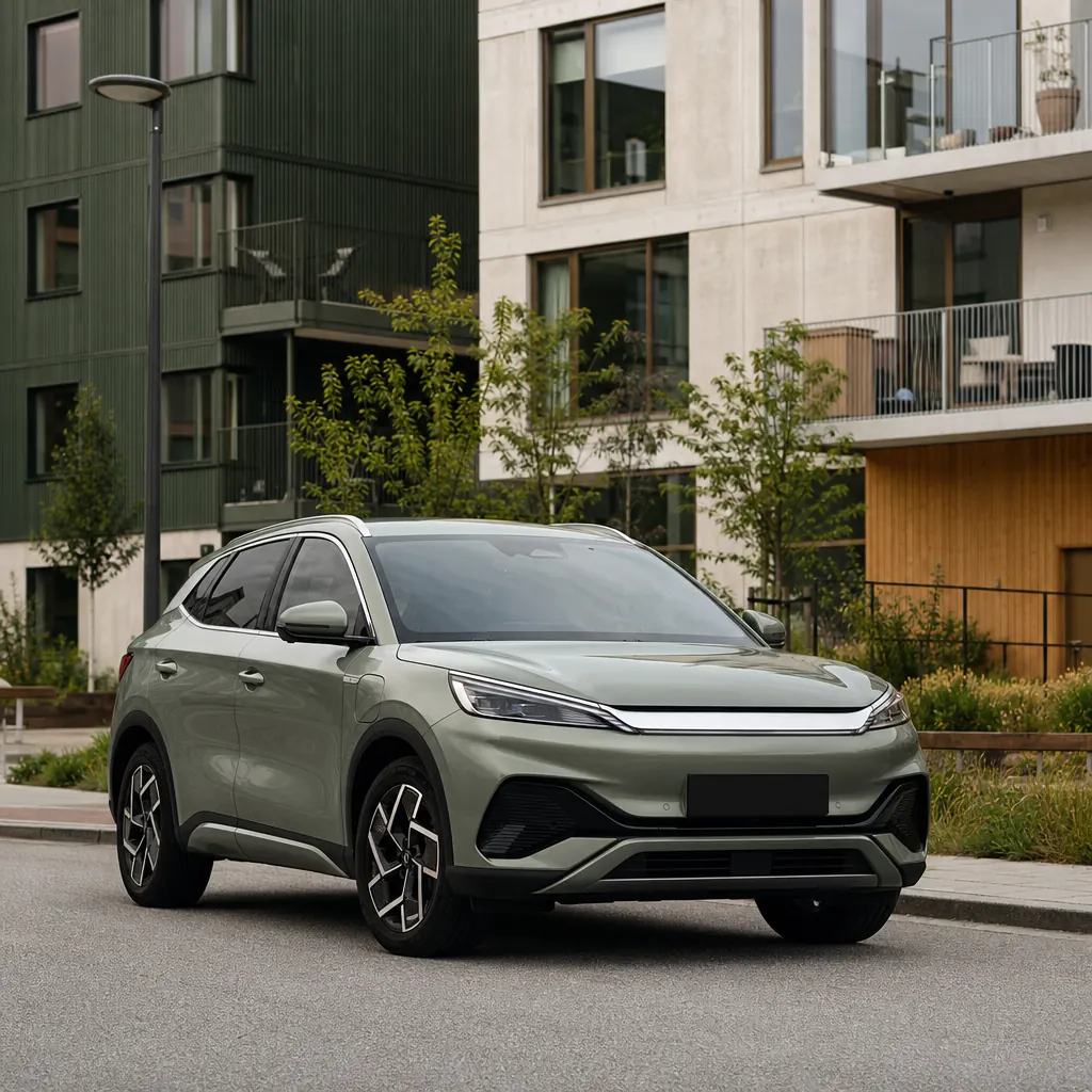 BYD Atto 3 kompakt elbil i svensk stadsmiljö