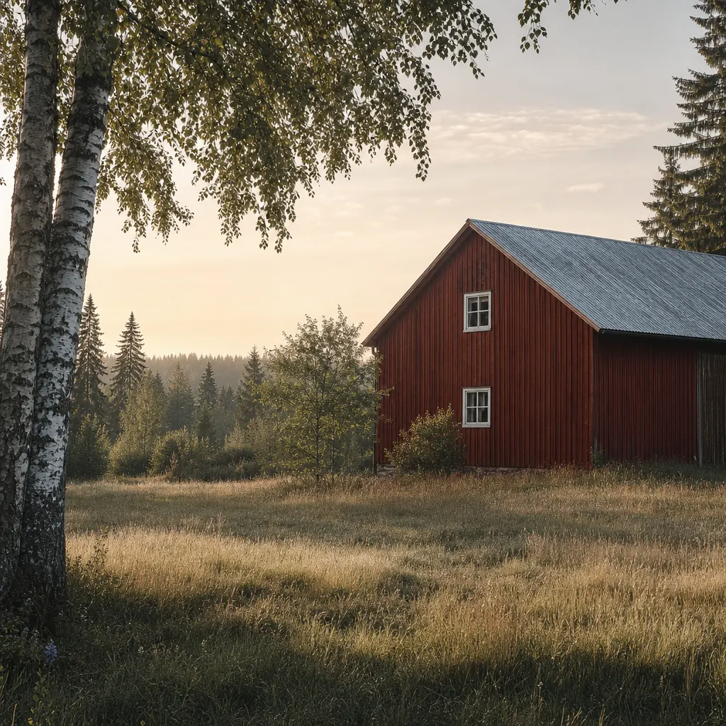 Traditionellt rött trähus i svenskt landskap – Dina Försäkringar har rötter till sockenbolagen 1768