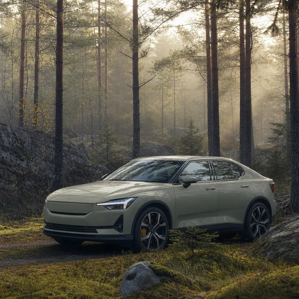 Polestar 2 i en svensk granskog