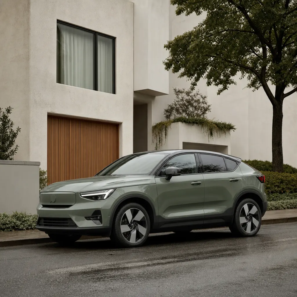 Volvo C40 Recharge coupé-SUV i nordisk stadsmiljö